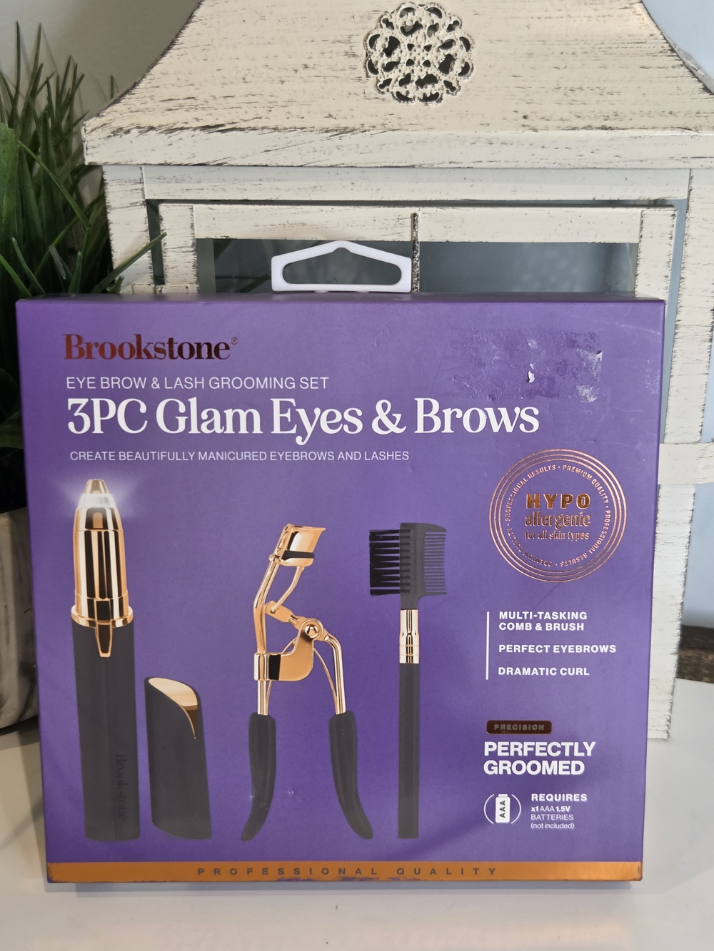 Brookstone Purple & Gold 3PC Eyes & Brows Grooming Set